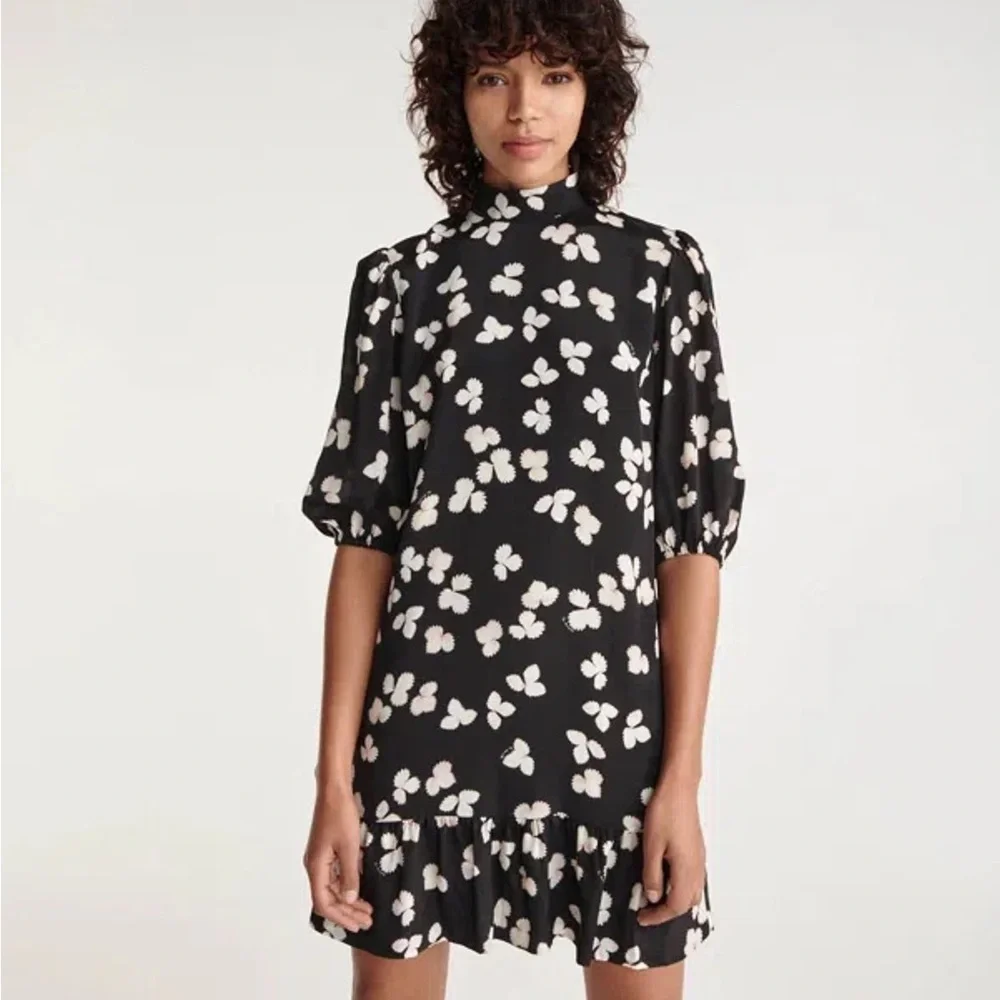 The Kooples Black and White Patterned Mini Dress - Picture 1 of 5
